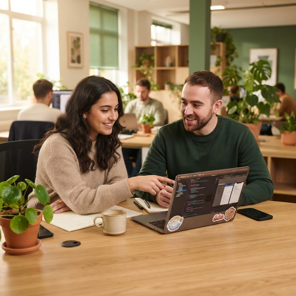 Cloud engineer working at a desk with multiple screens.